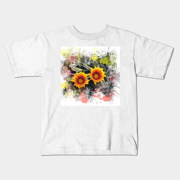 Glowing yellow daisies on white Kids T-Shirt by hereswendy